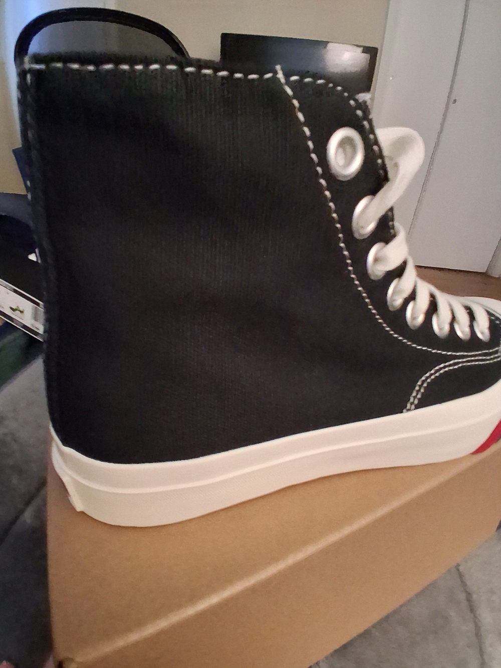 PRO-KEDS MEN'S US SIZE 6 M, Black High-Top Canvas Sneakers with White Accents